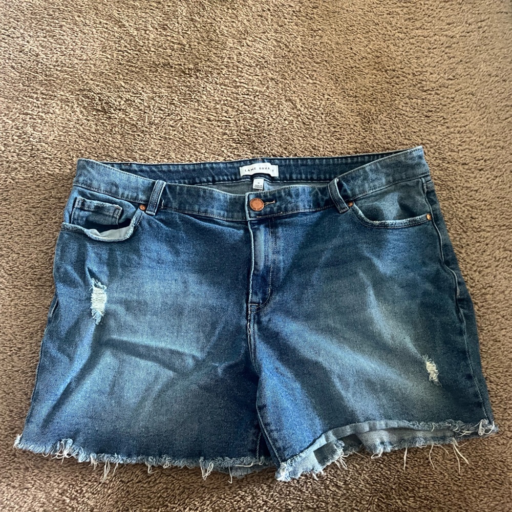 Lane Bryant Blue Jean Shorts Distressed Cut-Off